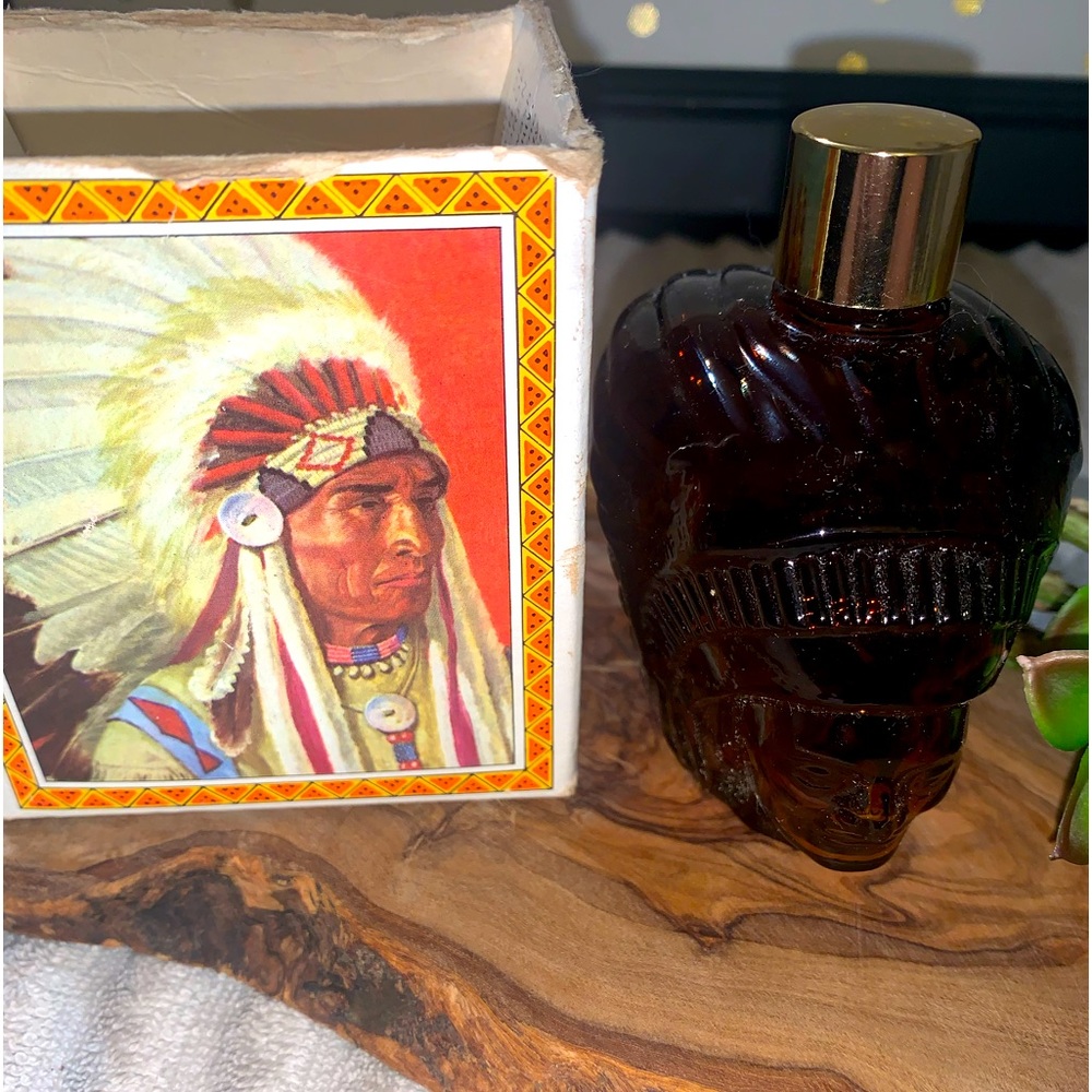 Avon 1970’s Vintage Indian Chief Head Perfume Bottle 3.5” empty With Box